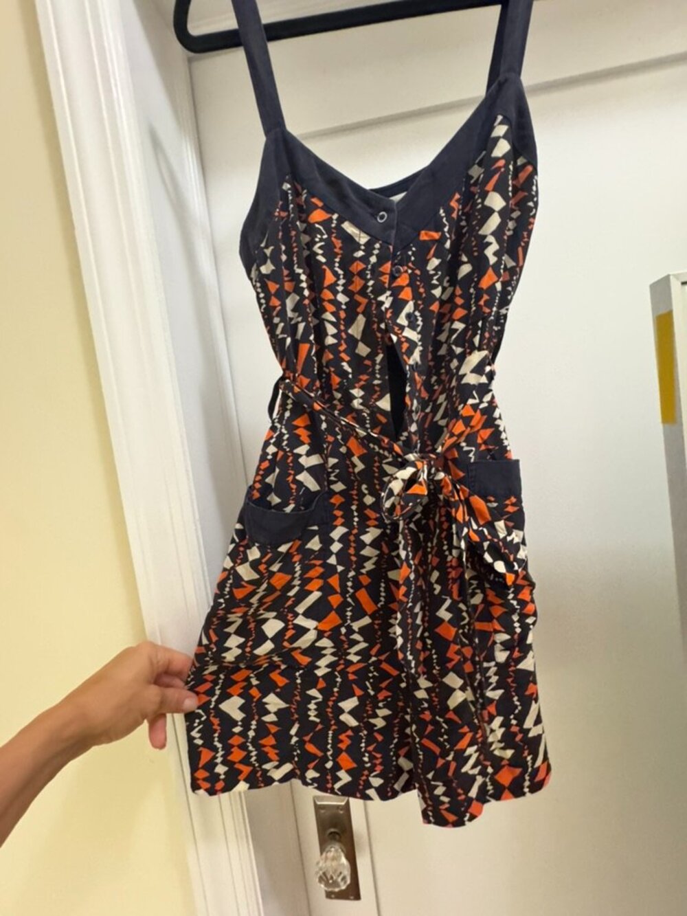 Whistles Silk Romper - US 4 - blue, orange, white